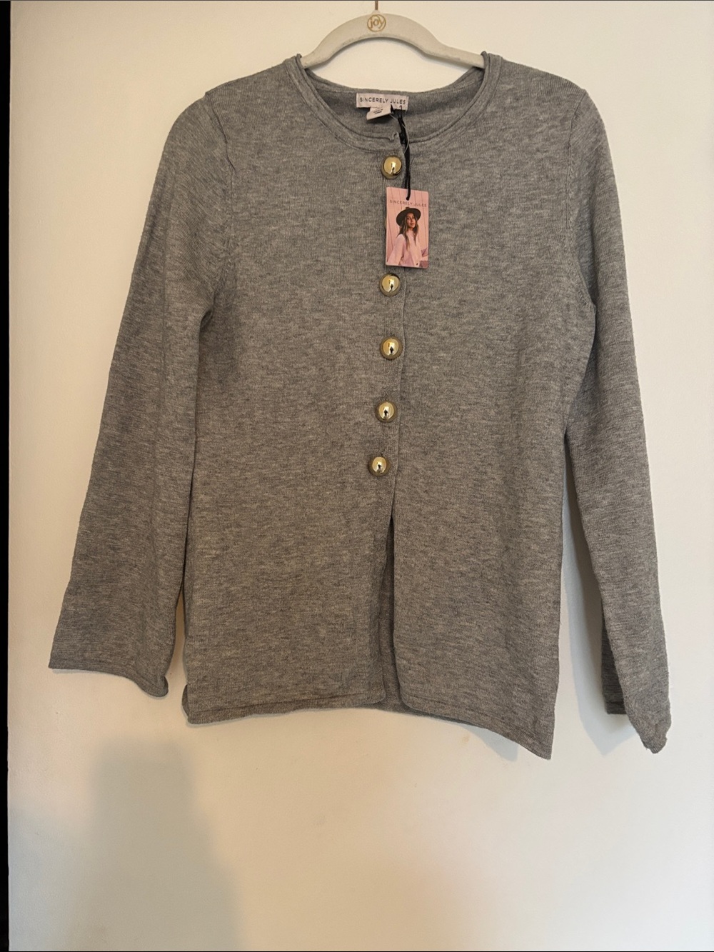 Women's Gray Button-Front Cardigan